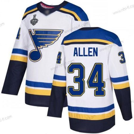 St. Louis Blues #34 Jake Allen Valkoinen Road Aito 2019 Stanley Cup Final Bound Ommeltu Jääkiekko Paita – Miesten