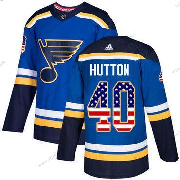 St. Louis Blues #40 Carter Hutton Sininen Kotiottelu Aito USA Flag Ommeltu NHL Paita – Nuoret