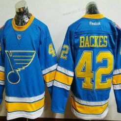 St. Louis Blues #42 David Backes Sininen 2017 Talvi Klassinen Ommeltu NHL Reebok Jääkiekko Paita – Miesten