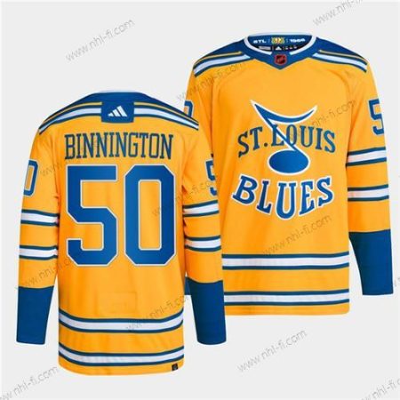 St. Louis Blues #50 Jordan Binnington Keltainen 2022-23 Käänteinen Retro Ommeltu Paita – Miesten