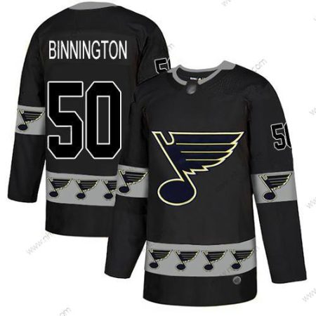 St. Louis Blues #50 Jordan Binnington Musta Aito Maajoukkue Logo Ommeltu Jääkiekko Paita – Miesten