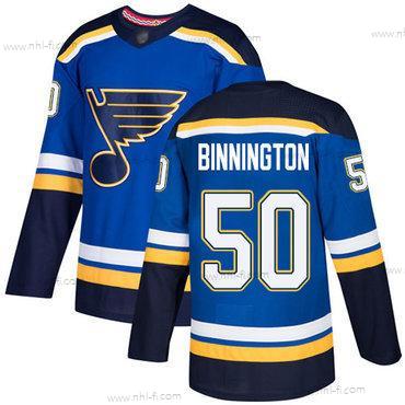 St. Louis Blues #50 Jordan Binnington Sininen Kotiottelu Aito Ommeltu Jääkiekko Paita Versio 2 – Miesten