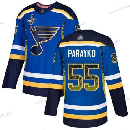 St. Louis Blues #55 Colton Parayko Sininen Kotiottelu Aito 2019 Stanley Cup Final Bound Ommeltu Jääkiekko Paita Versio 2 – Miesten