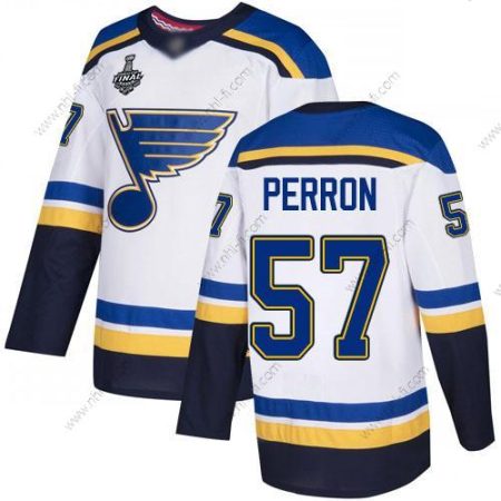 St. Louis Blues #57 David Perron Valkoinen Road Aito 2019 Stanley Cup Final Bound Ommeltu Jääkiekko Paita – Miesten