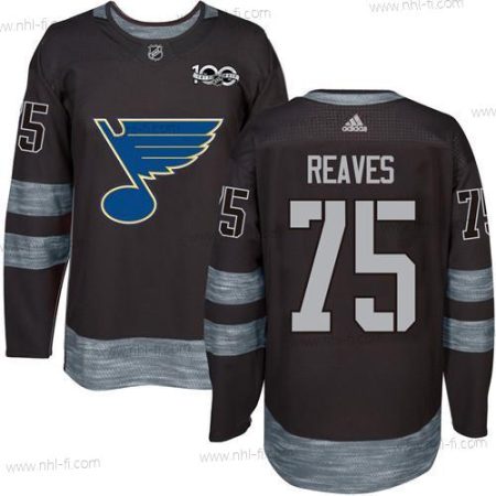 St. Louis Blues #75 Ryan Reaves Musta 1917-2017 100th Vuosipäivä Ommeltu NHL Paita – Miesten