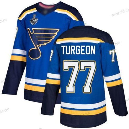 St. Louis Blues #77 Pierre Turgeon Sininen Kotiottelu Aito 2019 Stanley Cup Final Bound Ommeltu Jääkiekko Paita – Miesten