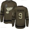 St. Louis Blues #9 Doug Gilmour Vihreä Salute to Service 2019 Stanley Cup Final Bound Ommeltu Jääkiekko Paita – Miesten