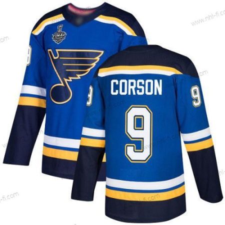 St. Louis Blues #9 Shayne Corson Sininen Kotiottelu Aito 2019 Stanley Cup Final Bound Ommeltu Jääkiekko Paita – Miesten