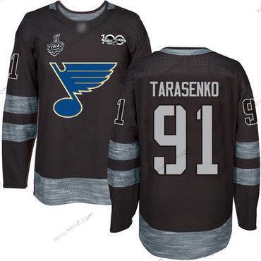 St. Louis Blues #91 Vladimir Tarasenko Musta 1917-2017 100th Vuosipäivä 2019 Stanley Cup Final Bound Ommeltu Jääkiekko Paita – Miesten