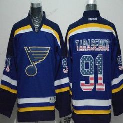 St. Louis Blues #91 Vladimir Tarasenko USA Flag Sininen Paita – Miesten