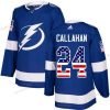 Tampa Bay Lightning #24 Ryan Callahan Sininen Kotiottelu Aito USA Flag Ommeltu NHL Paita – Nuoret