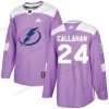 Tampa Bay Lightning #24 Ryan Callahan Violetti Aito Taistelee syöpää vastaan Ommeltu NHL Paita – Nuoret