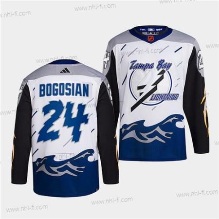 Tampa Bay Lightning #24 Zach Bogosian Valkoinen 2022 Käänteinen Retro Ommeltu Paita – Miesten