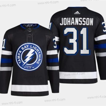 Tampa Bay Lightning #31 Jonas Johansson Musta 2024 Stadium Series Ommeltu Paita – Miesten