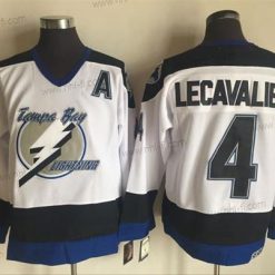 Tampa Bay Lightning #4 Vincent Lecavalier Valkoinen 2003-04 Ommeltu NHL CCM Vintage Paita – Miesten