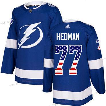 Tampa Bay Lightning #77 Victor Hedman Sininen Kotiottelu Aito USA Flag Ommeltu NHL Paita – Nuoret