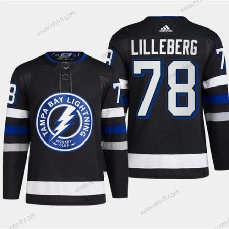 Tampa Bay Lightning #78 Emil Martinsen Lilleberg Musta 2024 Stadium Series Ommeltu Paita – Miesten