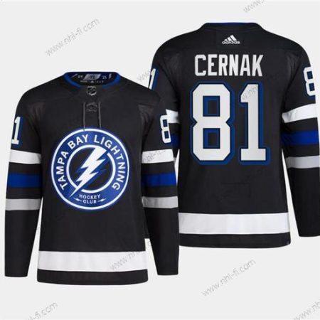 Tampa Bay Lightning #81 Erik Cernak Musta 2024 Stadium Series Ommeltu Paita – Miesten