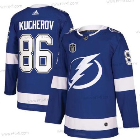 Tampa Bay Lightning #86 Nikita Kucherov 2022 Sininen Stanley Cup Final Patch Ommeltu Paita – Miesten