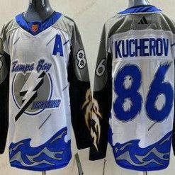 Tampa Bay Lightning #86 Nikita Kucherov Valkoinen 2022 Käänteinen Retro Aito Paita – Miesten