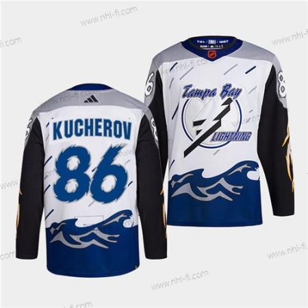 Tampa Bay Lightning #86 Nikita Kucherov Valkoinen 2022 Käänteinen Retro Ommeltu Paita – Miesten