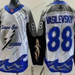 Tampa Bay Lightning #88 Andrei Vasilevskiy Valkoinen 2022 Käänteinen Retro Aito Paita – Miesten