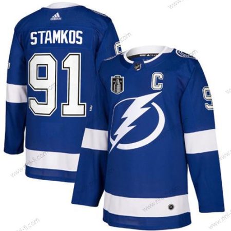 Tampa Bay Lightning #91 Steven Stamkos 2022 Sininen Stanley Cup Final Patch Ommeltu Paita – Miesten