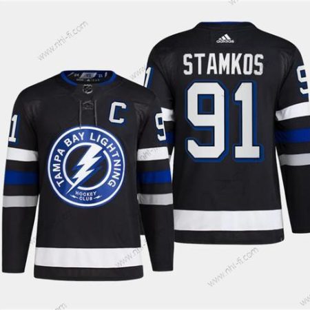 Tampa Bay Lightning #91 Steven Stamkos Musta 2024 Stadium Series Ommeltu Paita – Miesten