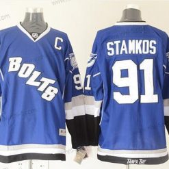 Tampa Bay Lightning #91 Steven Stamkos Sininen Vieras Ommeltu NHL Paita – Miesten