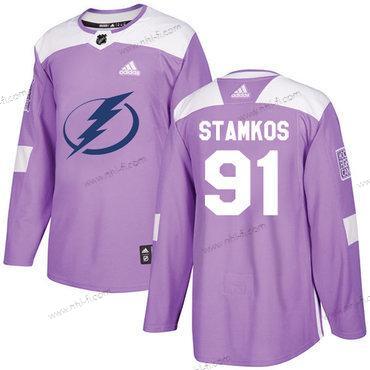 Tampa Bay Lightning #91 Steven Stamkos Violetti Aito Taistelee syöpää vastaan Ommeltu NHL Paita – Nuoret