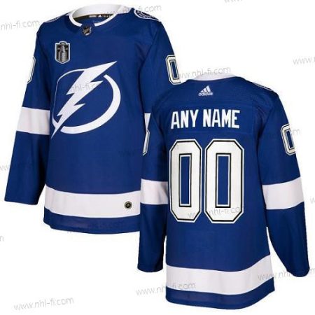 Tampa Bay Lightning Räätälöidyt 2022 Sininen Stanley Cup Final Patch Ommeltu Paita – Miesten