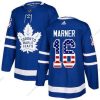 Toronto Maple Leafs #16 Mitchell Marner Sininen Kotiottelu Aito USA Flag Ommeltu NHL Paita – Nuoret