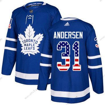 Toronto Maple Leafs #31 Frederik Andersen Sininen Kotiottelu Aito USA Flag Ommeltu NHL Paita – Nuoret