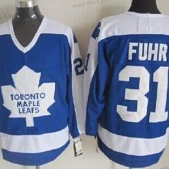 Toronto Maple Leafs #31 Grant Fuhr Sininen With Valkoinen Retro CCM Paita – Miesten