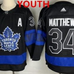 Toronto Maple Leafs #34 Auston Matthews Musta X Drew House Inside Out Ommeltu Paita – Nuoret