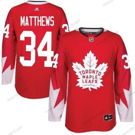 Toronto Maple Leafs #34 Auston Matthews Punainen Vaihtopaita Ommeltu NHL Paita – Nuoret