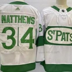 Toronto Maple Leafs #34 Auston Matthews Valkoinen 2019 St Pats Aito Paita – Miesten