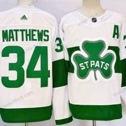 Toronto Maple Leafs #34 Auston Matthews Valkoinen St Patricks Aito Paita – Miesten