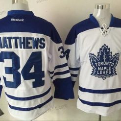 Toronto Maple Leafs #34 Auston Matthews Valkoinen Vieras Ommeltu NHL Reebok Jääkiekko Paita – Miesten