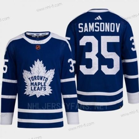 Toronto Maple Leafs #35 Ilya Samsonov Sininen 2022 Käänteinen Retro Primegreen Paita – Miesten