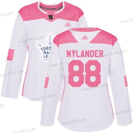 Toronto Maple Leafs #88 William Nylander Valkoinen Pinkki Aito Ommeltu Jääkiekko Paita – Naisten