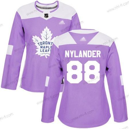 Toronto Maple Leafs #88 William Nylander Violetti Aito Taistelee syöpää vastaan Ommeltu Jääkiekko Paita – Naisten