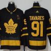 Toronto Maple Leafs #91 John Tavares Musta City Edition Aito Ommeltu Jääkiekko Paita – Miesten