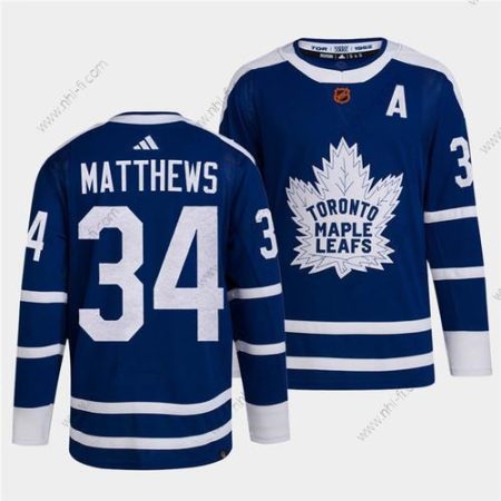 Toronto Maple Leafs Musta #34 Auston Matthews Sininen 2022 Käänteinen Retro Ommeltu Paita – Miesten