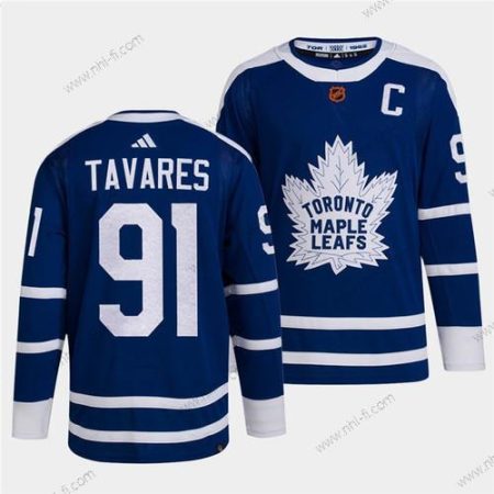 Toronto Maple Leafs Musta #91 John Tavares Sininen 2022 Käänteinen Retro Ommeltu Paita – Miesten