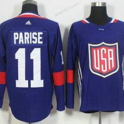 USA maajoukkue #11 Zach Parise Laivastonsininen Sininen 2016 World Cup Of Jääkiekko Game Paita – Miesten