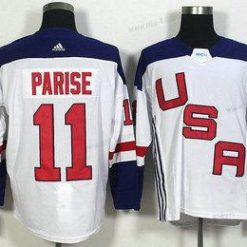 USA maajoukkue #11 Zach Parise Valkoinen 2016 World Cup Of Jääkiekko Game Paita – Miesten