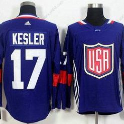 USA maajoukkue #17 Ryan Kesler Laivastonsininen Sininen 2016 World Cup Of Jääkiekko Game Paita – Miesten