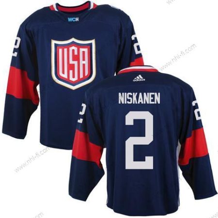 USA maajoukkue #2 Matt Niskanen Laivastonsininen Sininen 2016 World Cup Of Jääkiekko Game Paita – Miesten