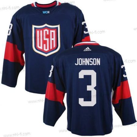 USA maajoukkue #3 Jack Johnson Laivastonsininen Sininen 2016 World Cup Of Jääkiekko Game Paita – Miesten